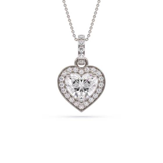 Heart Diamond Single Halo Pendant