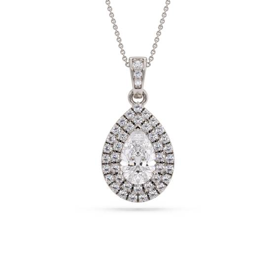 Pear Diamond Double Halo Pendant
