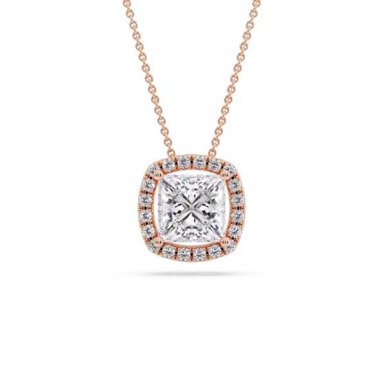Princess Diamond Single Halo Pendant