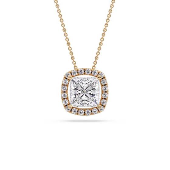 Princess Diamond Single Halo Pendant