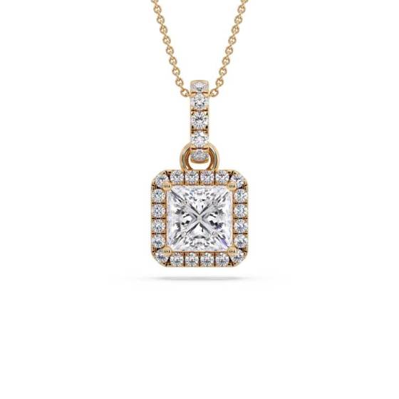 Princess Diamond Single Halo Pendant