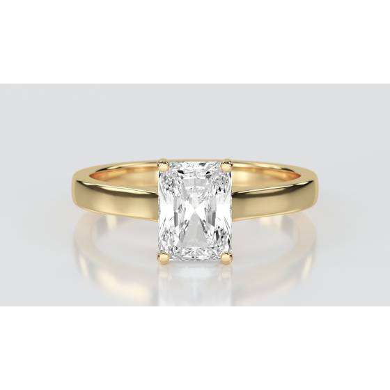 2.03ct VVS2/D Lab Grown Radiant Diamond Solitaire Ring in 9k Yellow Gold