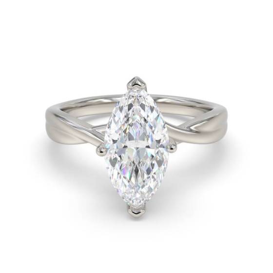 0.30ct VS/G Marquise Cut Labgrown Diamond Twist Solitaire Ring
