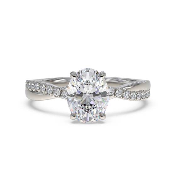 1.70ct VVS2/E Oval Cut Labgrown Diamond Twist Shoulder Set Ring