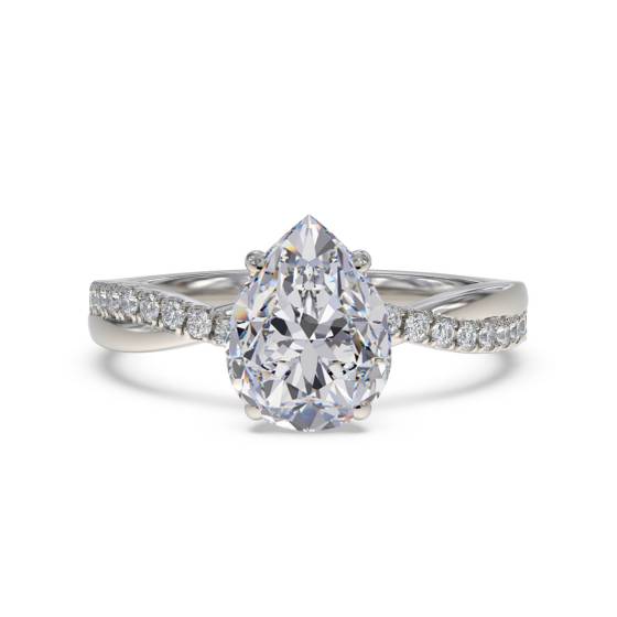 0.65ct VVS/F Pear cut Natural Diamonds Shoulder Set Engagement Ring