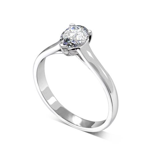 0.65ct SI2/H Pear Cut Natural Diamond Solitaire Ring