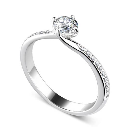 1.10ct VVS2/D Lab Grown Round Diamond Shoulder Set Ring in 18k White Gold