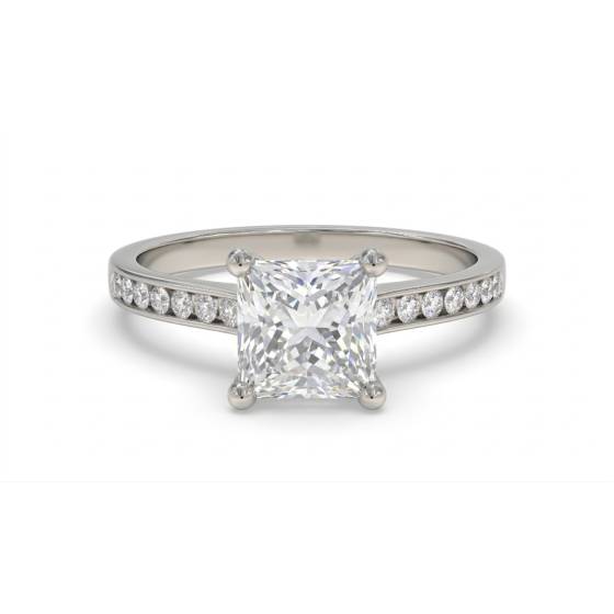 1.49ct VVS1/E Princess Cut Lab Grown Diamond Shoulder Set Ring