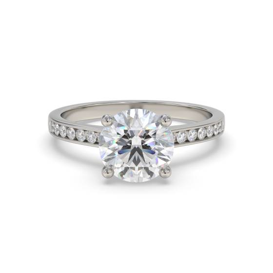 1.04ct VVS2/D Round Cut Labgrown Diamond Shoulder Set Ring