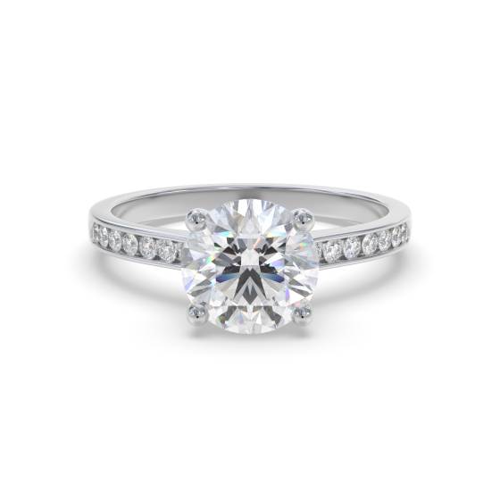 1.60ct VS2/D Round Cut Lab Grown Diamond Shoulder Set Ring