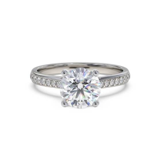 1.30ct SI2/F Round Cut Natural Diamond Shoulder Set Engagement Ring