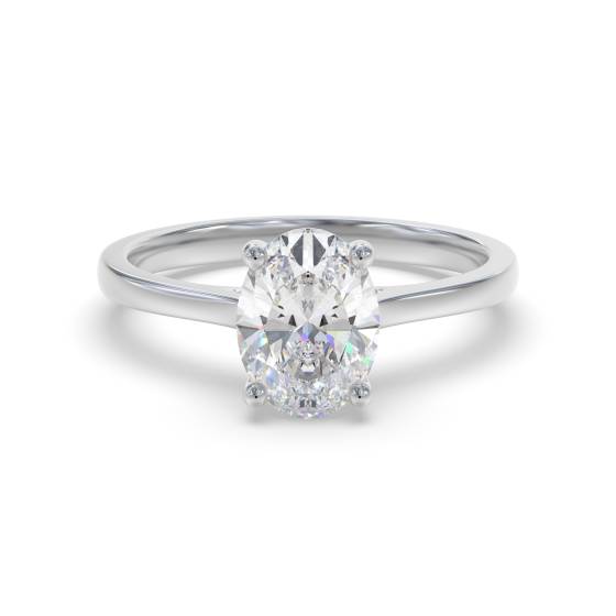4.03ct VVS2/E Lab Grown Oval Diamond Solitaire Ring in 9k White Gold