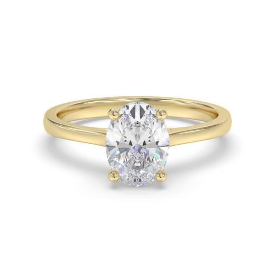 3.05ct VVS2/E Lab Grown Oval Diamond Solitaire Ring in 9k Yellow Gold