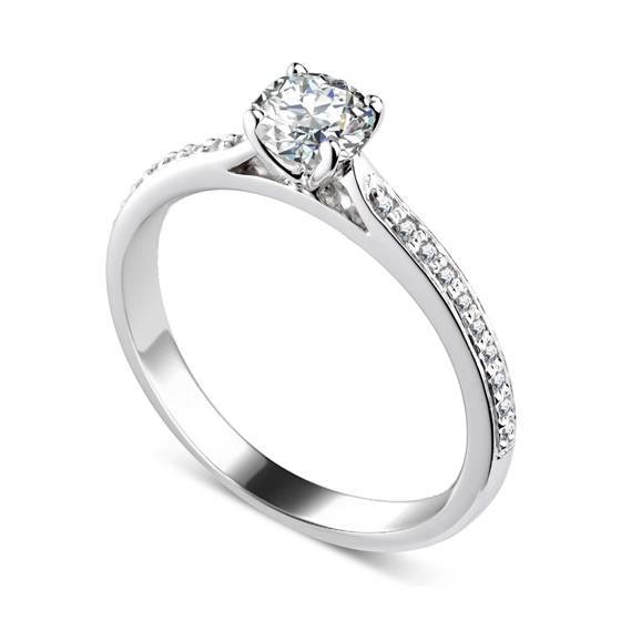 1.01ct VVS1/D Lab Grown Round Diamond Shoulder Set Ring in 18k White Gold