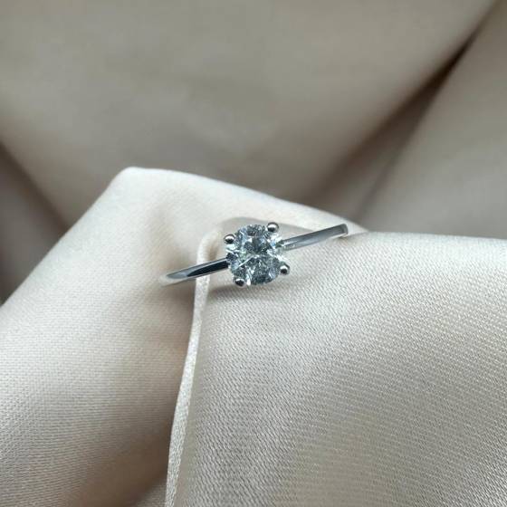 0.31ct SI2/I Round Cut Natural Diamond Four Claw Solitaire Ring