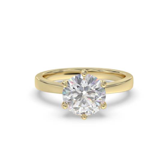 1.52ct VVS2/D Lab Grown Round Diamond Solitaire Ring in 9k Yellow Gold