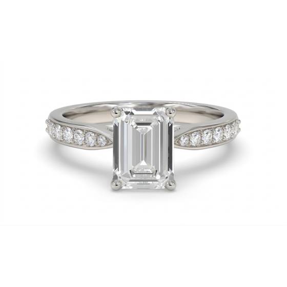 1.30ct VVS1/D Emerald Cut Lab Grown Diamond Shoulder Set Ring