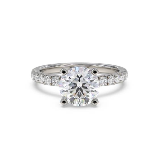1.12ct VVS2/D Lab Grown Round Diamond Shoulder Set Ring in Platinum