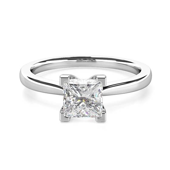 0.70ct SI1/F Natural Princess Diamond Solitaire Ring in Platinum
