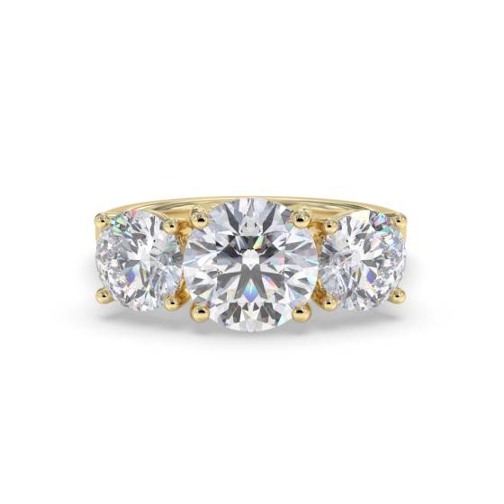 0.52ct VS/F Round Cut Natural Diamond Trilogy Ring