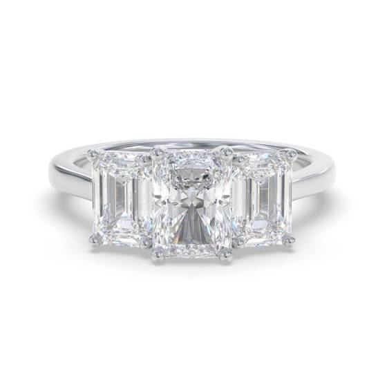0.60ct VS/D Emerald Cut Labgrown Diamond Trilogy Ring
