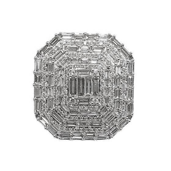 2.34ct VS/H-I Baguette Cut Natural Diamond Cluster Ring