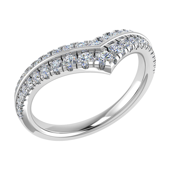 50% Diamond Set Wishbone Ring