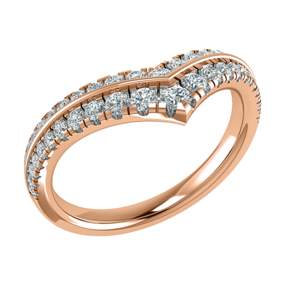 50% Diamond Set Wishbone Ring