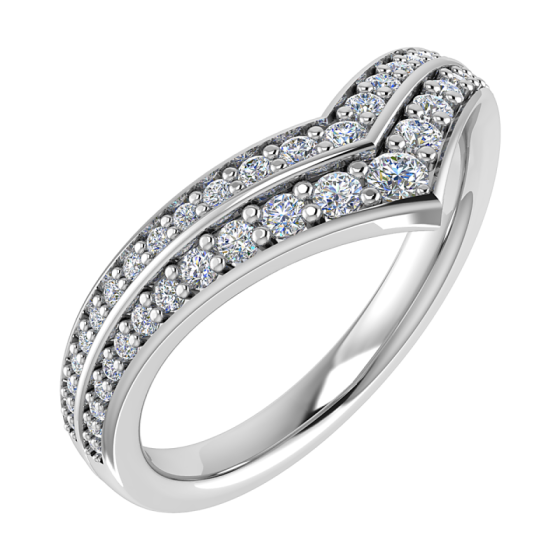 50% Diamond Set Wishbone Ring