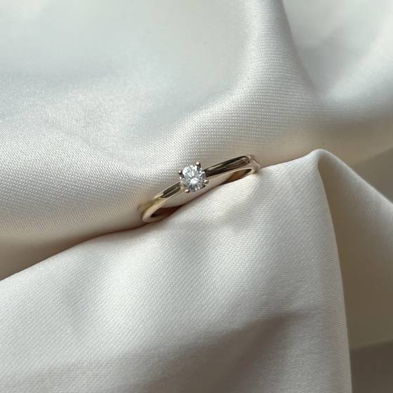 0.20ct SI/F Round Cut Natural Diamond Solitaire Ring