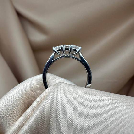 1.02ct VVS/F-G Emerald Cut Natural Diamond Trilogy Ring