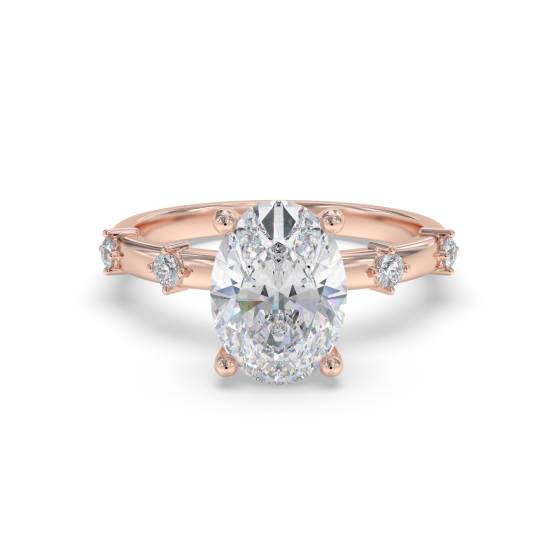Oval and Round Diamond Designer Ring