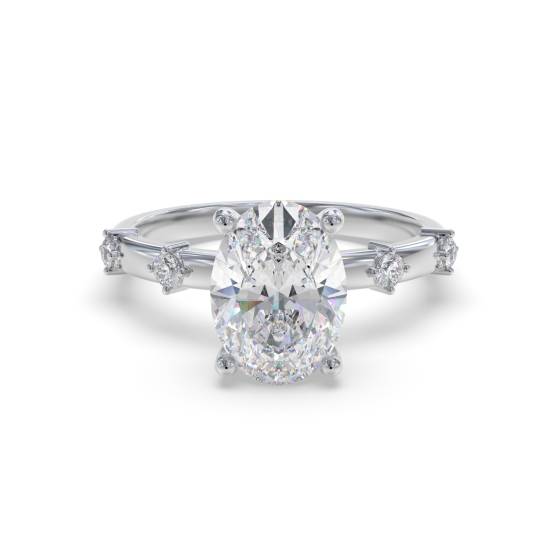 Oval and Round Diamond Designer Ring