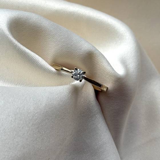 0.19ct SI/F Round Cut Natural Diamond Solitaire Ring