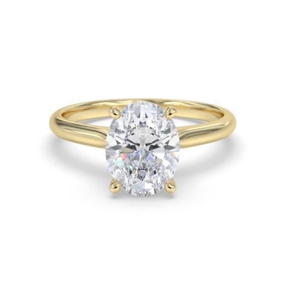 3.02ct VVS2/E Lab Grown Oval Diamond Solitaire Ring in 9k Yellow Gold