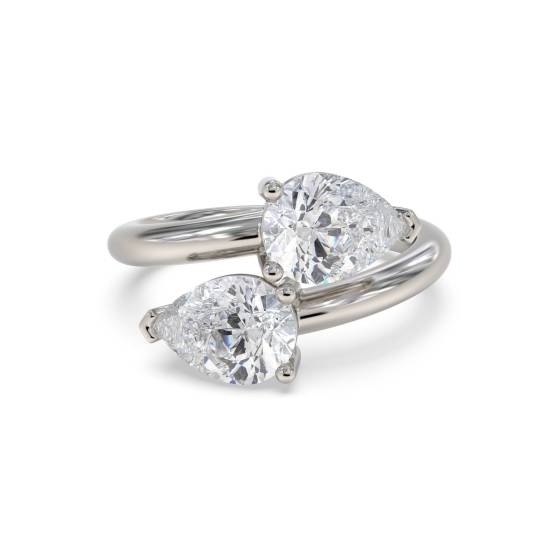 2 Stone Pear Diamond Ring