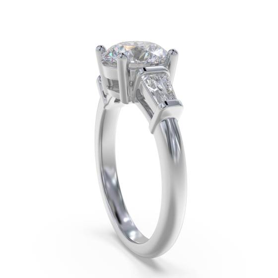1.10ct VVS1/D Lab Grown Round Diamond Trilogy Ring in 18k Yellow Gold
