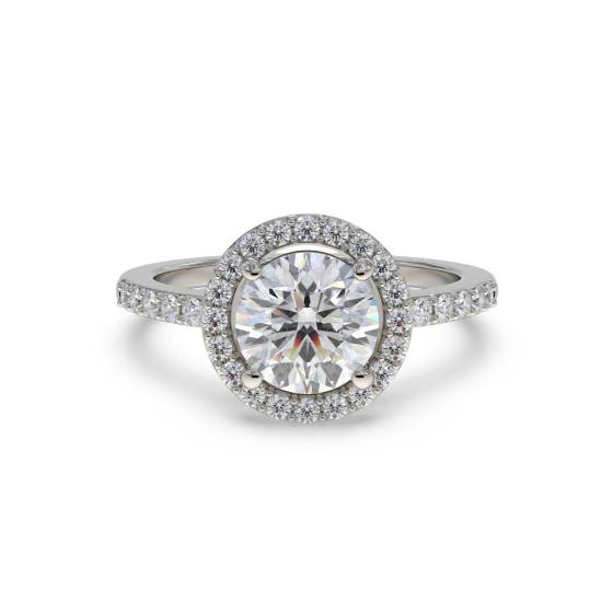 Modern Round Diamond Single Halo Ring