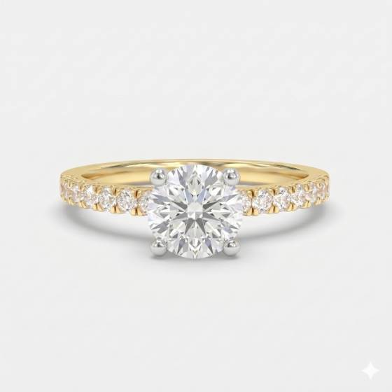 1.20ct VVS1/D Round Cut Lab Grown Diamond Shoulder Set Ring