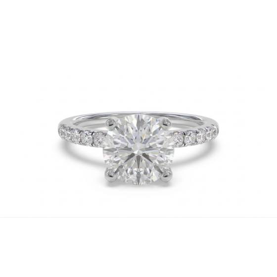 1.10ct I1/F Round Cut Natural Diamond Shoulder Set Ring