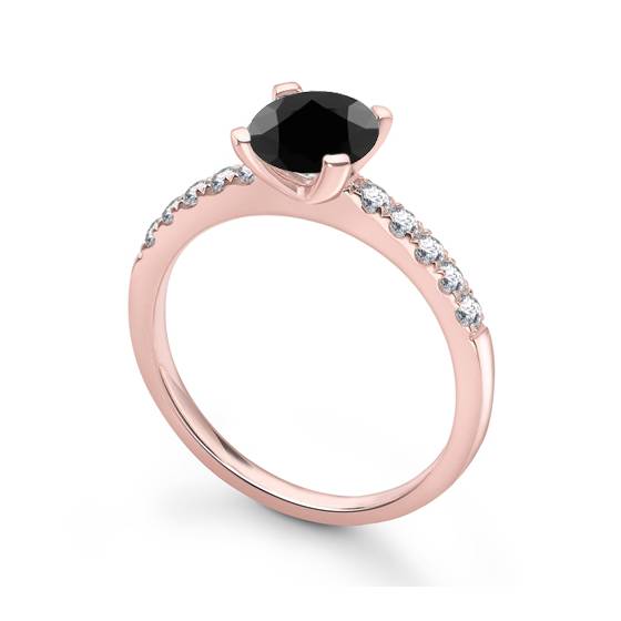 Black Diamond Shoulder Set Ring