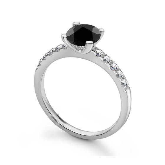 Black Diamond Shoulder Set Ring