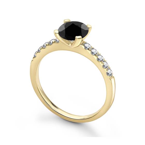 Black Diamond Shoulder Set Ring