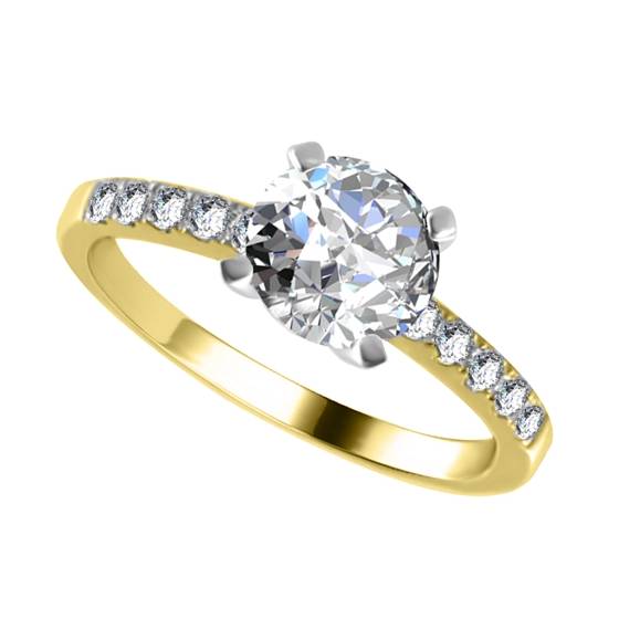 1.21ct VVS1/D Lab Grown Round Diamond Shoulder Set Ring in 18k Yellow Gold