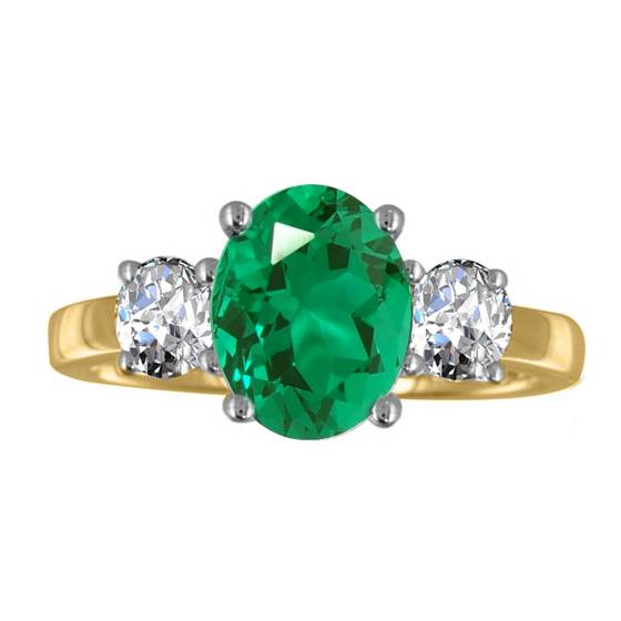 Oval Emerald and Diamond Trilogy Ring