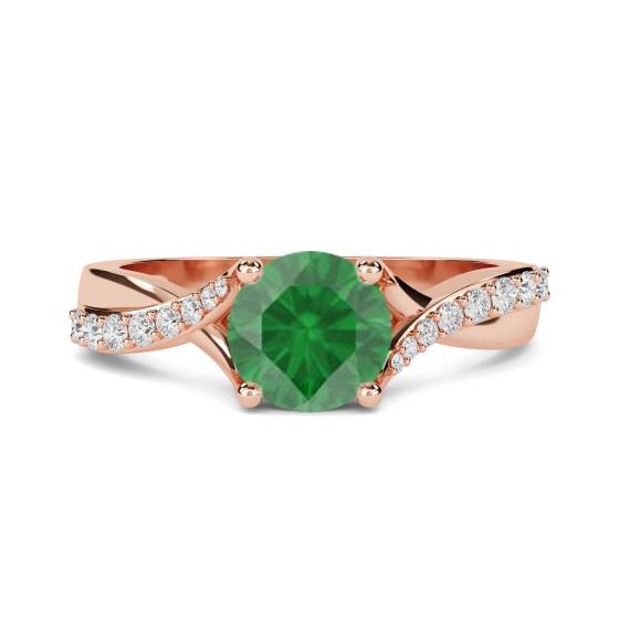 Round Emerald and Diamond Ring