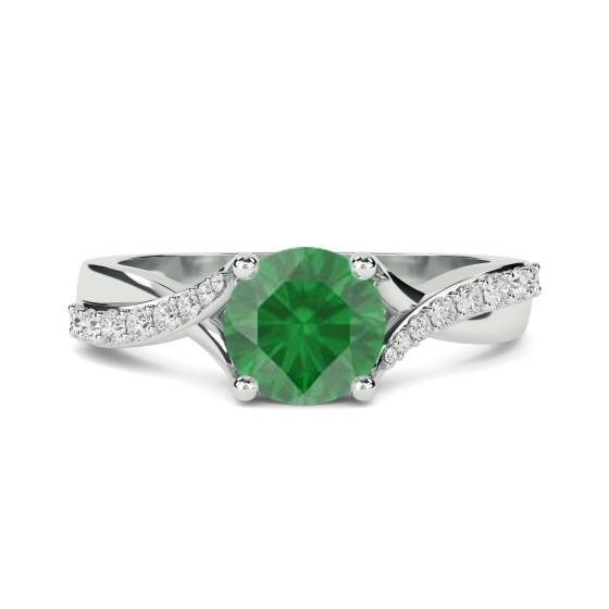 Round Emerald and Diamond Ring