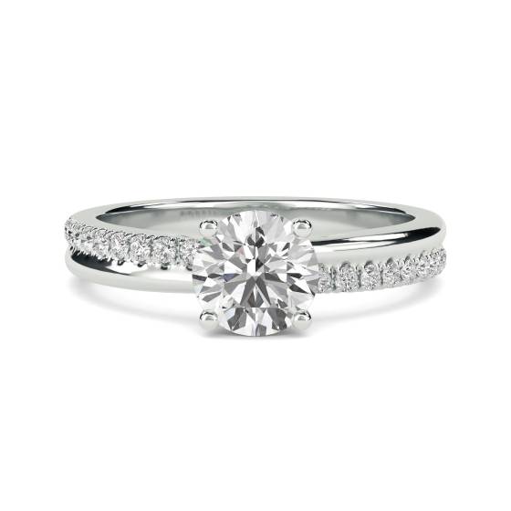 1.23ct VVS2/D Lab Grown Round Diamond Shoulder Set Ring in Platinum