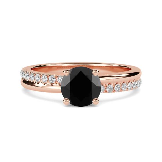 Black Diamond Shoulder Set Ring