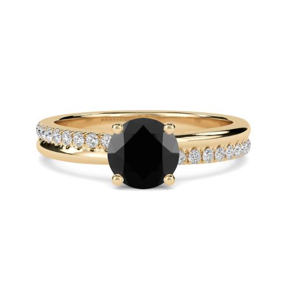 Black Diamond Shoulder Set Ring